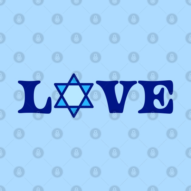 Blue Love Design Written With a Jewish Star of David on a Blue Backdrop, made by EndlessEmporium by EndlessEmporium