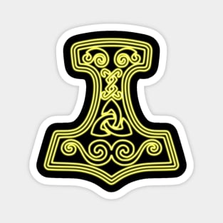 Thor hammer - Mjöllnir - yellow neon Magnet