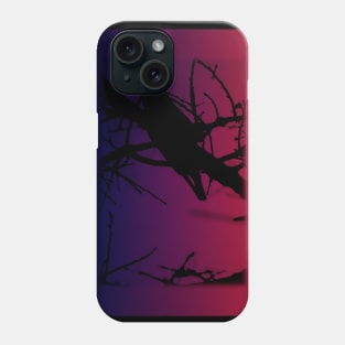 Raven Silhouette On Purple Midnight Phone Case