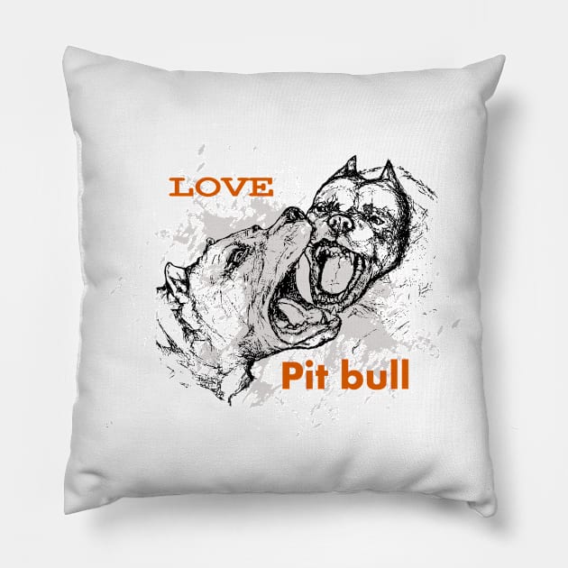 Love pit bull terrier Pillow by DmitryPayvinart