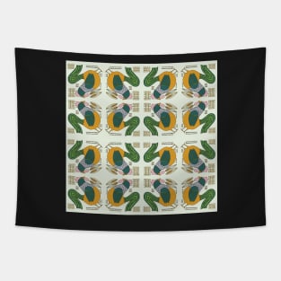 Chicken and corn, a farmyard pattern. Tapestry