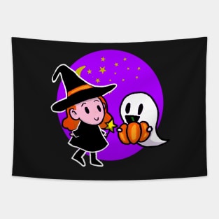 A Witch and their Ghost Friend Tapestry