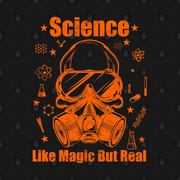 science like magic but real with Orange Gas mask drawing gift by BijStore