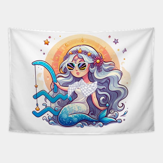 Celestial Aquarius Elegance Tapestry by Mujji