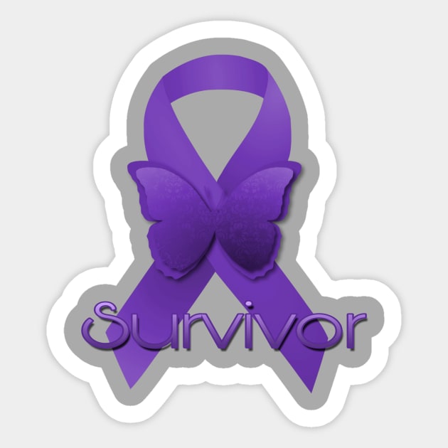 Purple Awareness Ribbon: Survivor - Purple Ribbon - Sticker