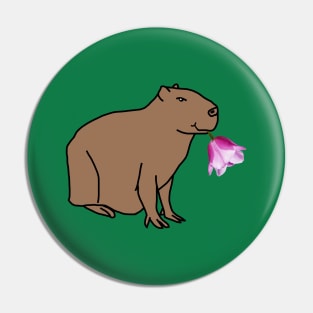 Flower Capybara Pin