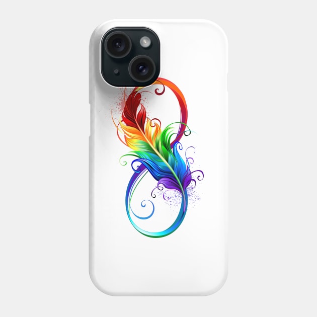 Infinity Symbol with Rainbow Feather Phone Case by Blackmoon9