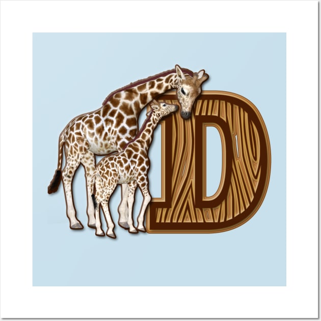 Mom and Baby Giraffe Monogram G - Monogram G - Posters and Art