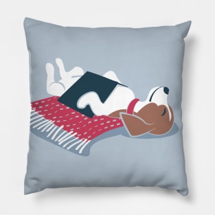 Life is better with books and a friend // spot illustration 05 // blue and red Pillow