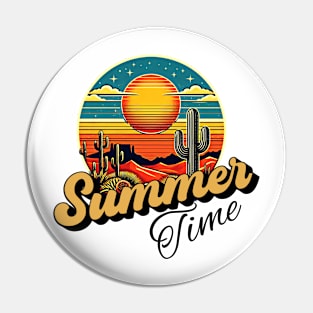 Summer time, sunset retro and cactus design for bright colors Pin