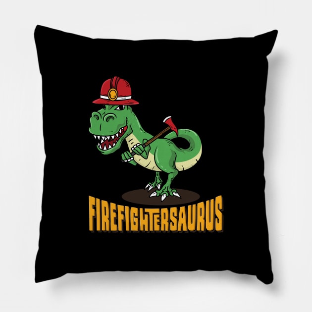 Firefighter Dinosaur design I Firefightersaurus gift Pillow by biNutz