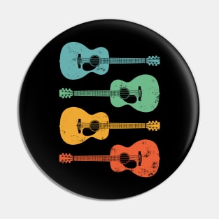 Concert Acoustic Guitar Cool Retro Colors Pin