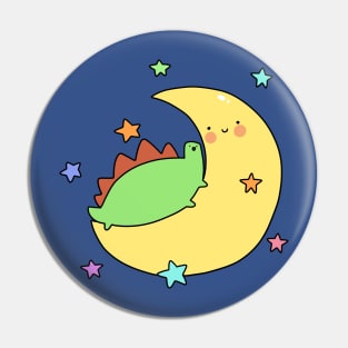 Crescent Moon and Stegosaurus Pin