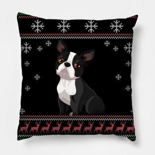 Cute Boston Terrier Dog Lover Ugly Christmas Sweater For Women And Men Funny Gifts Pillow