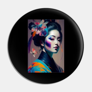 Japanese Geisha In Colorful Oil Paints. Gift Idea For Japan Fans 2 Pin