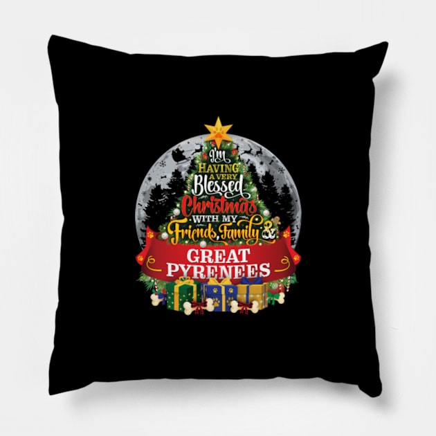 Great Pyrenees PYR Dog Christmas Festive Gift Spruce Tree Dog Paws Pillow by MapYourWorld