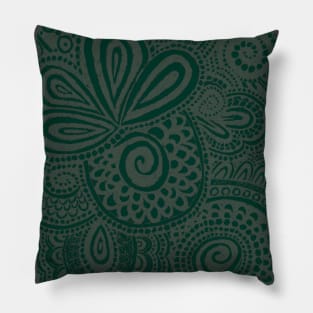 Silver Green Pina Swirls Pillow