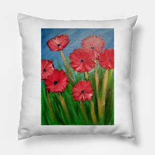 Some wildflowers growing free in red and pink and flowers Pillow