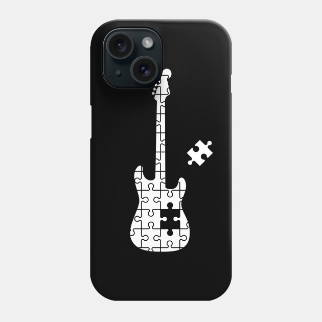 Puzzle S-Style Electric Guitar Silhouette Phone Case by nightsworthy