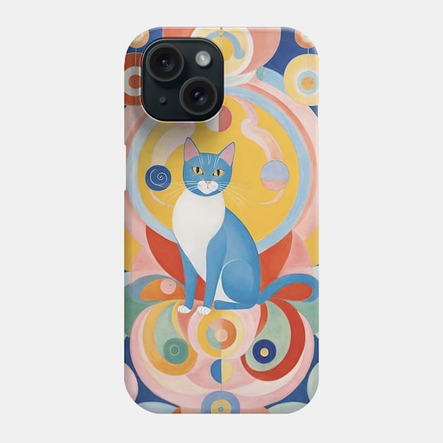 Hilma af Klint's Colorful Cat Dreamscape Phone Case by FridaBubble