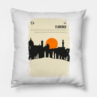 Florence Italy Tuscany Vintage Minimal Retro Book Cover Travel Poster Pillow