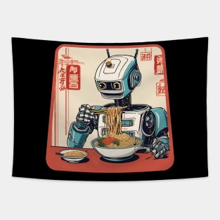 Robot eat ramen Tapestry