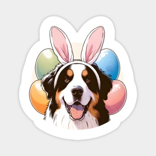 Braque Francais Pyrenean in Bunny Ears Enjoys Easter Magnet