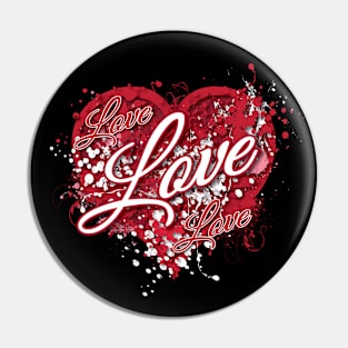 Love, Love, Love Heart Splatter Pin