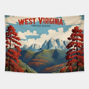 West Virginia United States of America Tourism Vintage Tapestry
