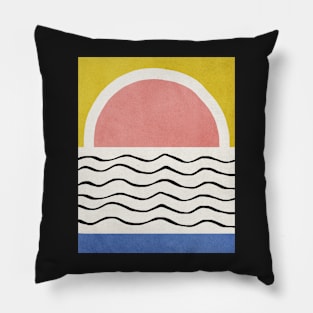 Sunset, Abstract, Mid century modern kids wall art, Nursery room Pillow