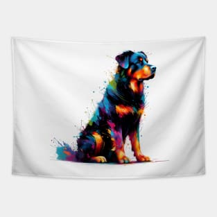 Colorful Artistic Beauceron Portrait in Splash Paint Style Tapestry