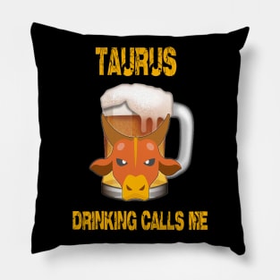 Taurus Sign Funny Beer T-Shirt Pillow