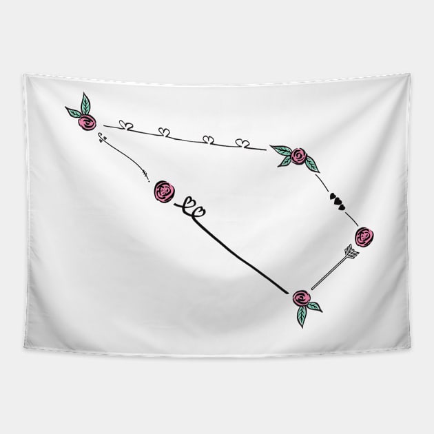 Sculptor Constellation Roses and Hearts Doodle Tapestry by EndlessDoodles