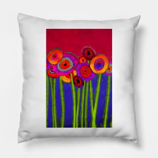 Flower Power Colorful Abstract Flowers One Pillow