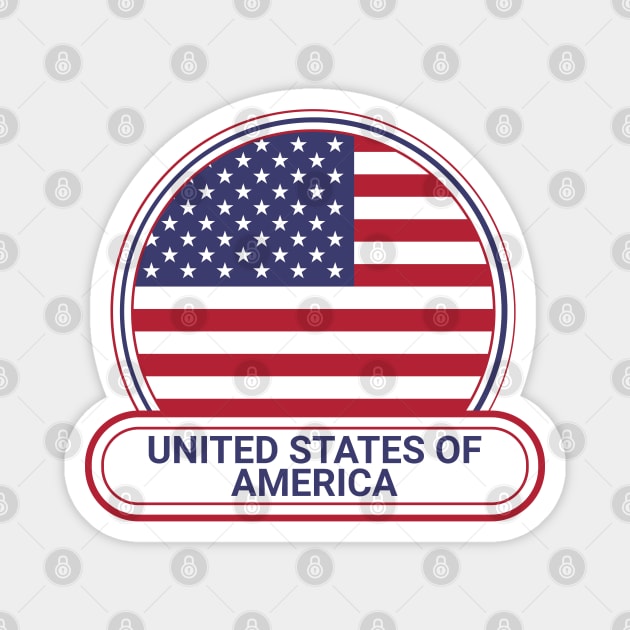 United States of America Country Badge - United States of America Flag Magnet by Yesteeyear