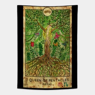 Queen Of Pentacles. Minor Arcana Tarot Card Design. Tapestry