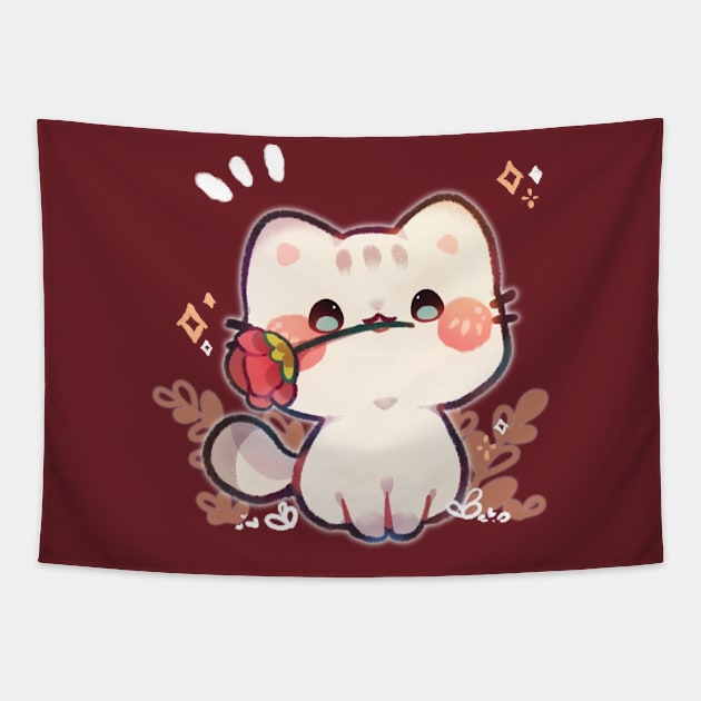 Rose Kitty Tapestry by Cremechii