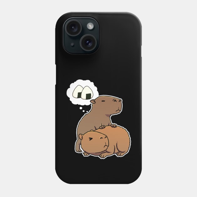 Capybara hungry for Rice Balls Phone Case by capydays