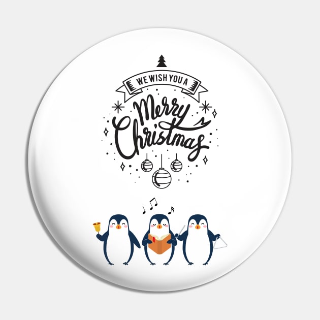 Christmas Penguins Caroling Pin by Whiskers and Wings