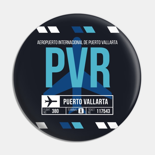 Puerto Vallarta (PVR) Airport Code Baggage Tag Pin by SLAG_Creative