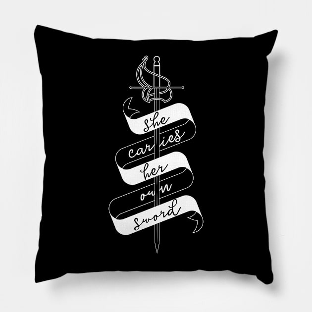 She Carries Her Own Sword Pillow by polliadesign