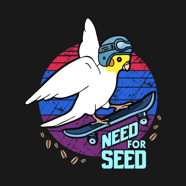 Need for Seed Skater white cockatiel by FandomizedRose