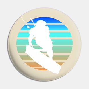 Kitesurfing Female Rider Silhouette Retro Sunset Pin