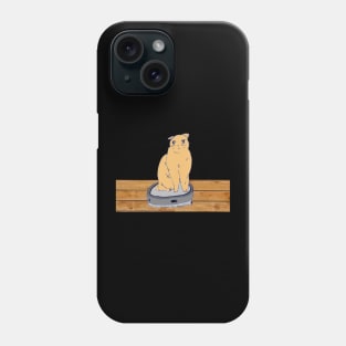 Funny cute cat riding on vacuum robot cleaner Phone Case