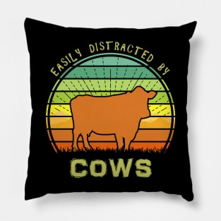 Easily Distracted By Cows Pillow