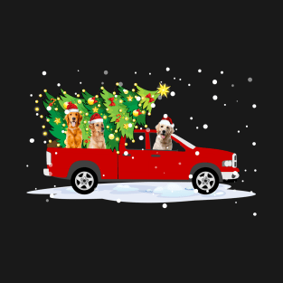 Nova Scotia Duck Tolling Retriever Rides Red Truck Christmas T-Shirt