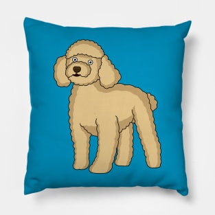 Happy brown poodle cartoon illustration Pillow
