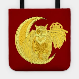 Gold steampunk owl Tote