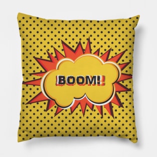 Pop Art  Design with Explosion and word BOOM Pillow