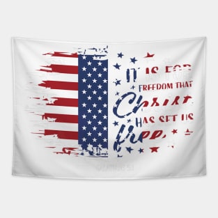 4th Of July American Flag Freedom Christian Bible Verse Premium Tapestry